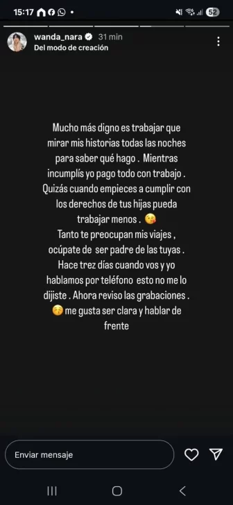 El picante descargo de Wanda Nara contra Mauro Icardi y sus abogadas: &#8220;Ocupate de ser padre&#8221;