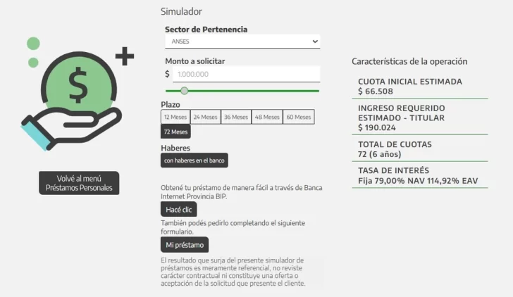 Crédito para AUH de ANSES: cuánto pagás por mes sacando 1.000.000 según el simulador