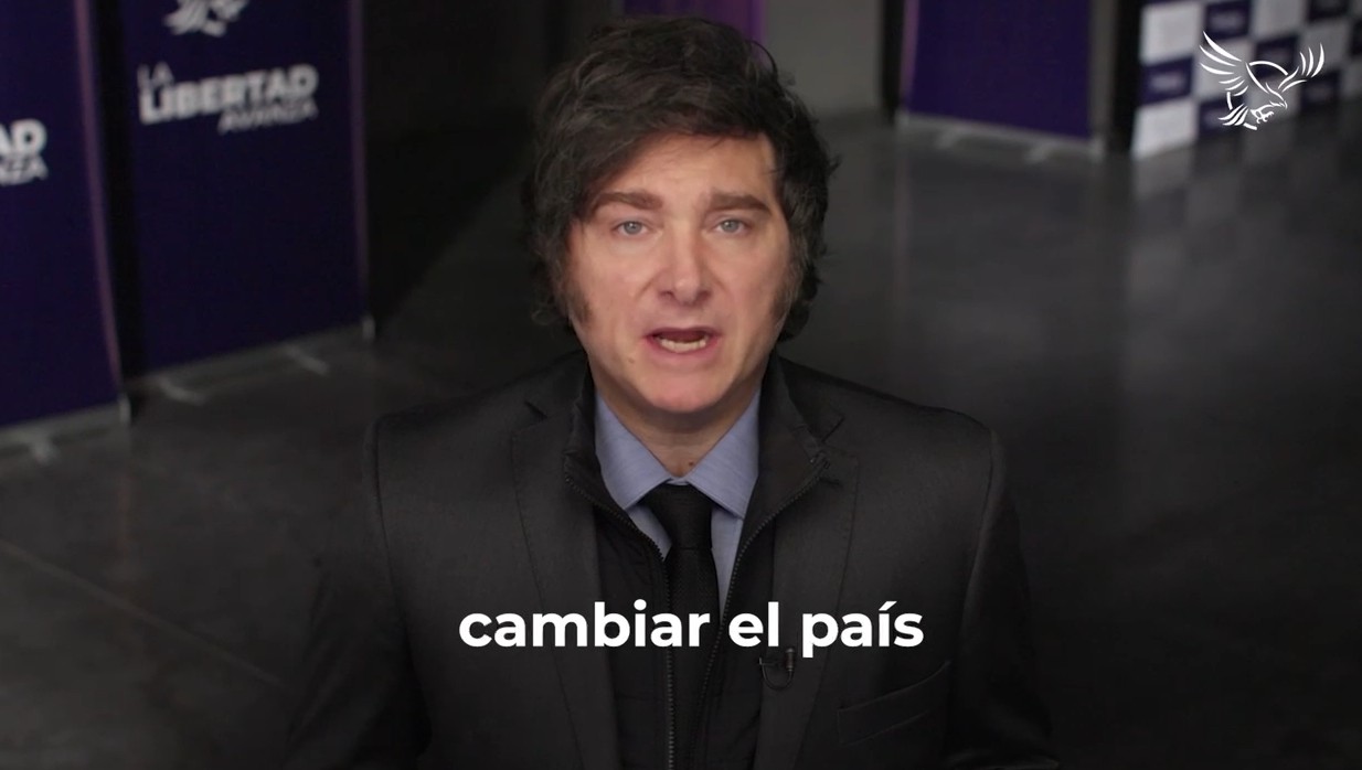  El presidente Javier Milei durante el video de campaña.