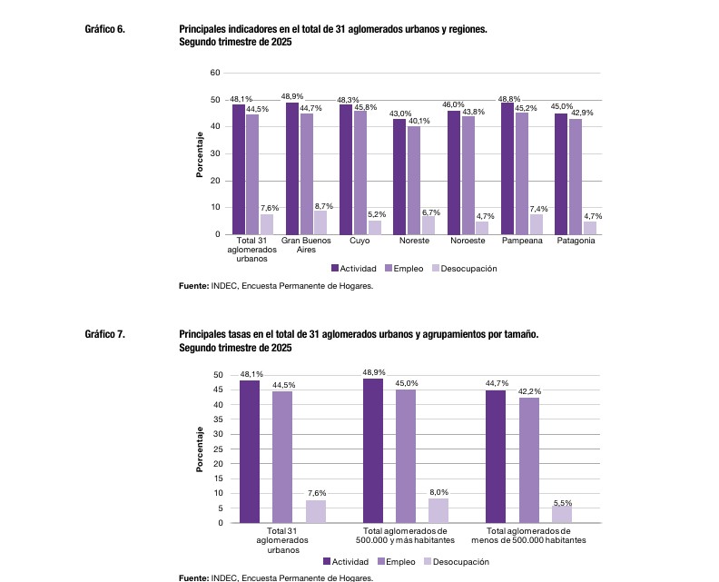  Los datos, por región del país. (Fuente: INDEC).