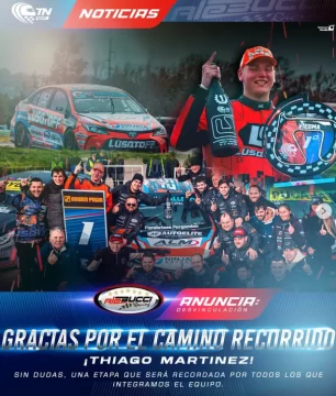 Thiago Martínez dejó Ale Bucci Racing y busca equipo para seguir en el Turismo Nacional Thiago Martínez dejó Ale Bucci Racing y busca equipo para seguir en el Turismo Nacional