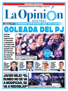 Tapa especial de La Opinión Austral: goleada del PJ