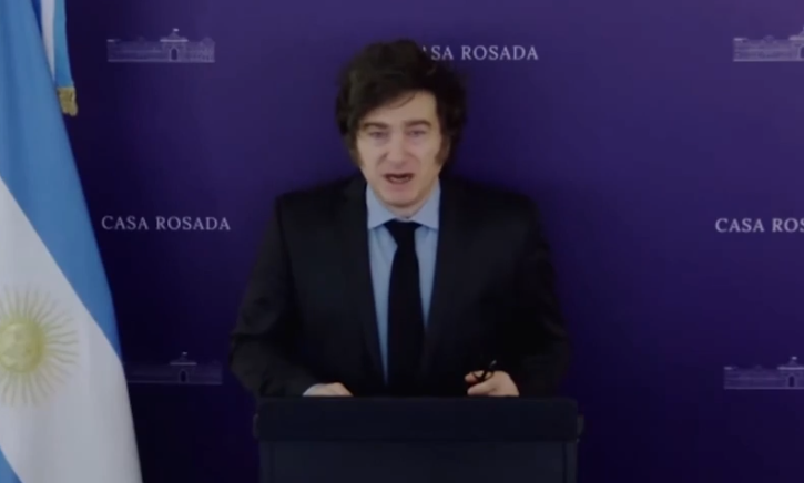  Javier Milei durante su discurso.