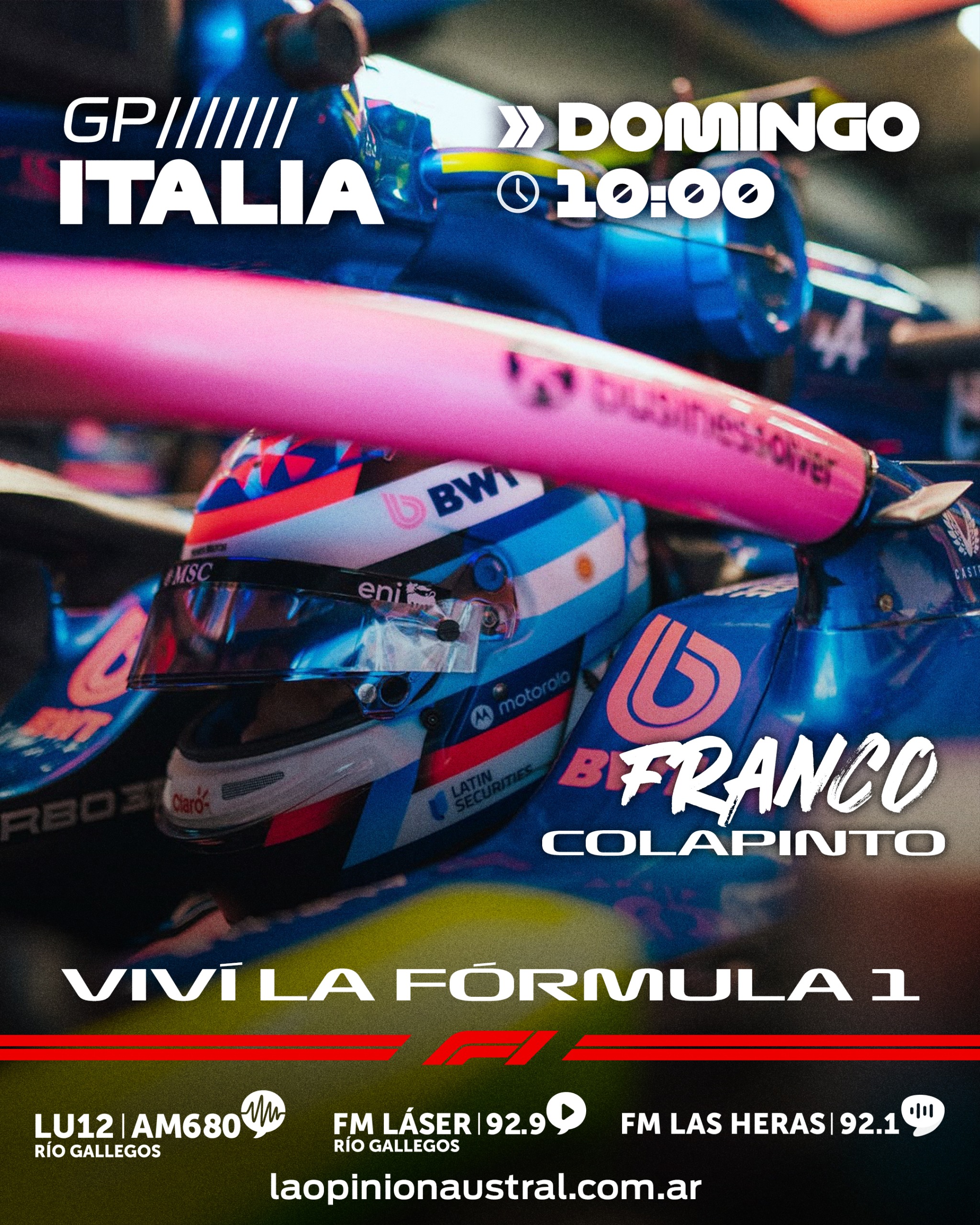 Pelota Libre, Roja Directa o Al Ángulo TV: dónde ver la carrera de Franco Colapinto en el Gran Premio de Italia de la F1