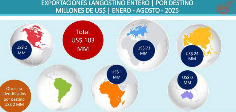 Por la zafra tardía, las exportaciones de langostino descendieron 66%