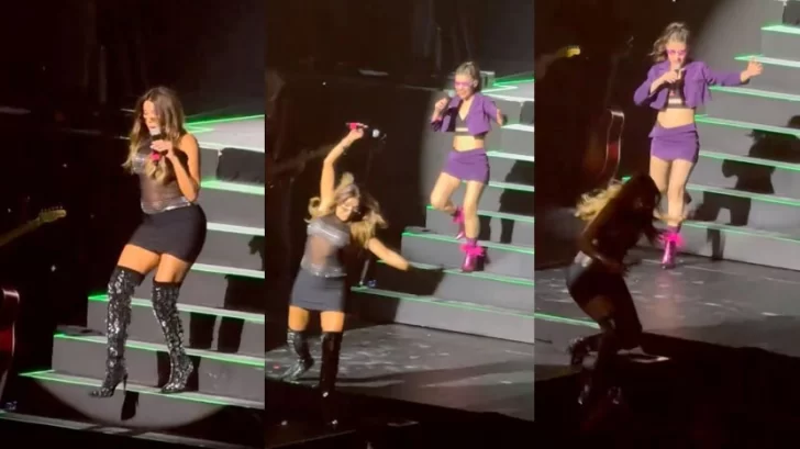 Catherine Fulop sufrió una impactante caída durante el show de Erreway en el Movistar Arena