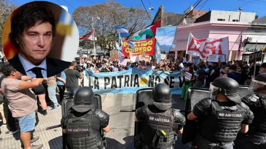 Disturbios en la peatonal frustraron el acto de Milei y alteraron su agenda en Santa Fe