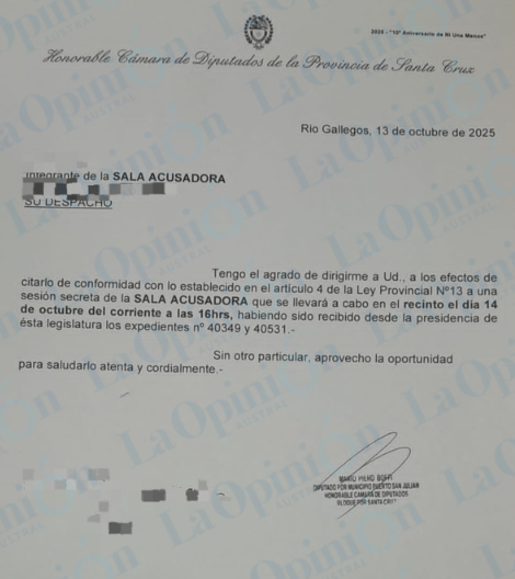 Piero Boffi, presidente de la Sala Acusadora, convocó a una sesión secreta para tratar el pedido de juicio político a Fernando Basanta