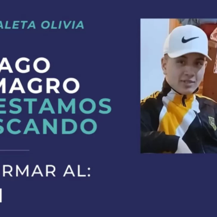 Buscan a un adolescente de 16 años desaparecido en Caleta Olivia