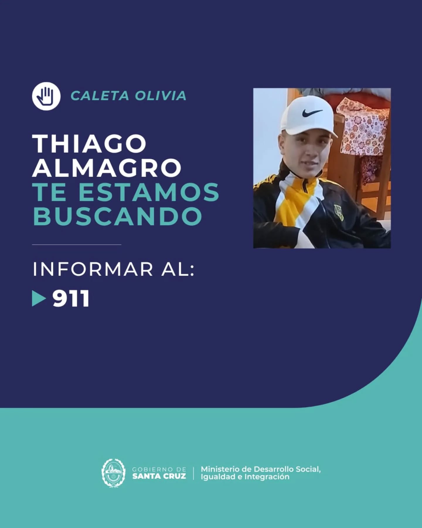 Buscan a un adolescente de 16 años desaparecido en Caleta Olivia