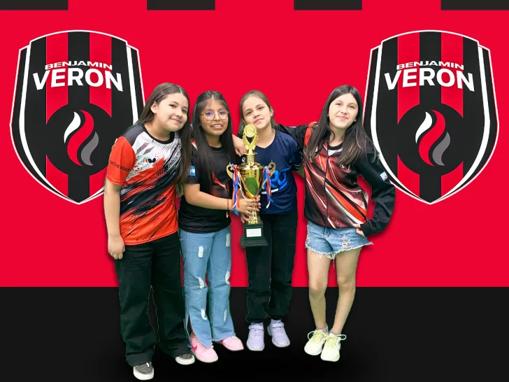  Paula Estigarribia, Zoe Hilarión, Mackenzy Tusco y Oriana Alvarado, las jóvenes promesas del gimnasio Benjamín Verón.