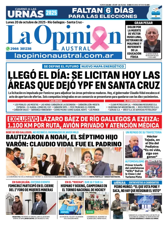 Llegó el día: se licitan las áreas que cedió YPF en Santa Cruz