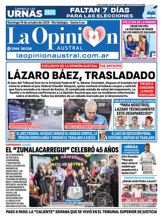 Lázaro Báez: de Río Gallegos a Ezeiza tras 1.100 km y atención médica