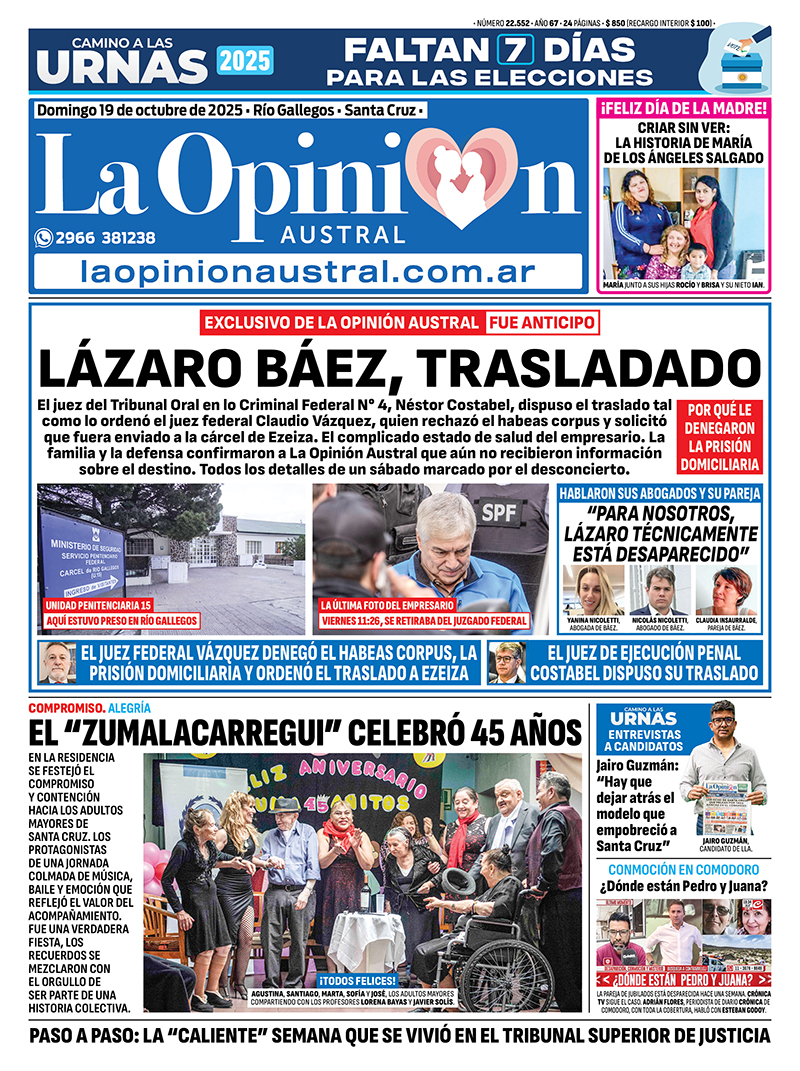 Lázaro Báez: de Río Gallegos a Ezeiza tras 1.100 km y atención médica