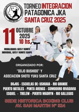 Karate: llega el Torneo Integración Patagónica JKA, casi 200 competidores y acción desde las 10 Karate: llega el Torneo Integración Patagónica JKA, casi 200 competidores y acción desde las 10