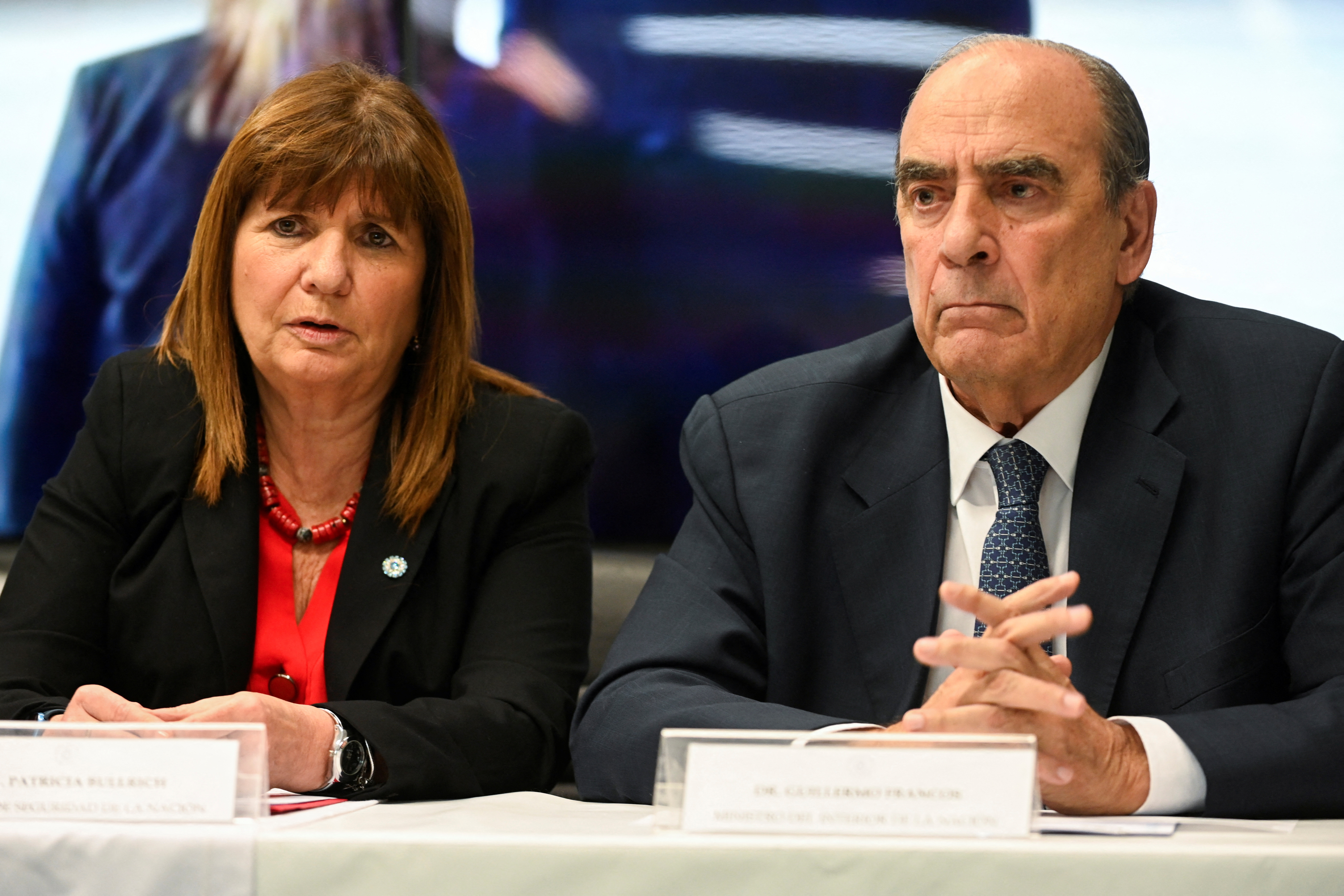  Ministra de Seguridad Patricia Bullrich junto al jefe de Gabinete de la Nación Guillermo Francos.