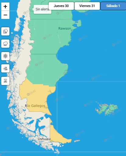 Alerta en gran parte de Santa Cruz para este sábado: se prevén ráfagas de más de 90 km/h
