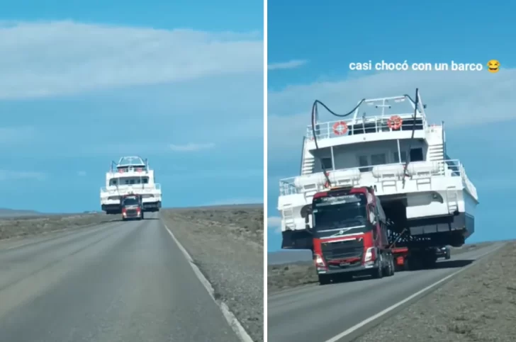 Casi lo choca un barco en la Ruta 40: el insólito momento que vivió una familia en el desierto patagónico
