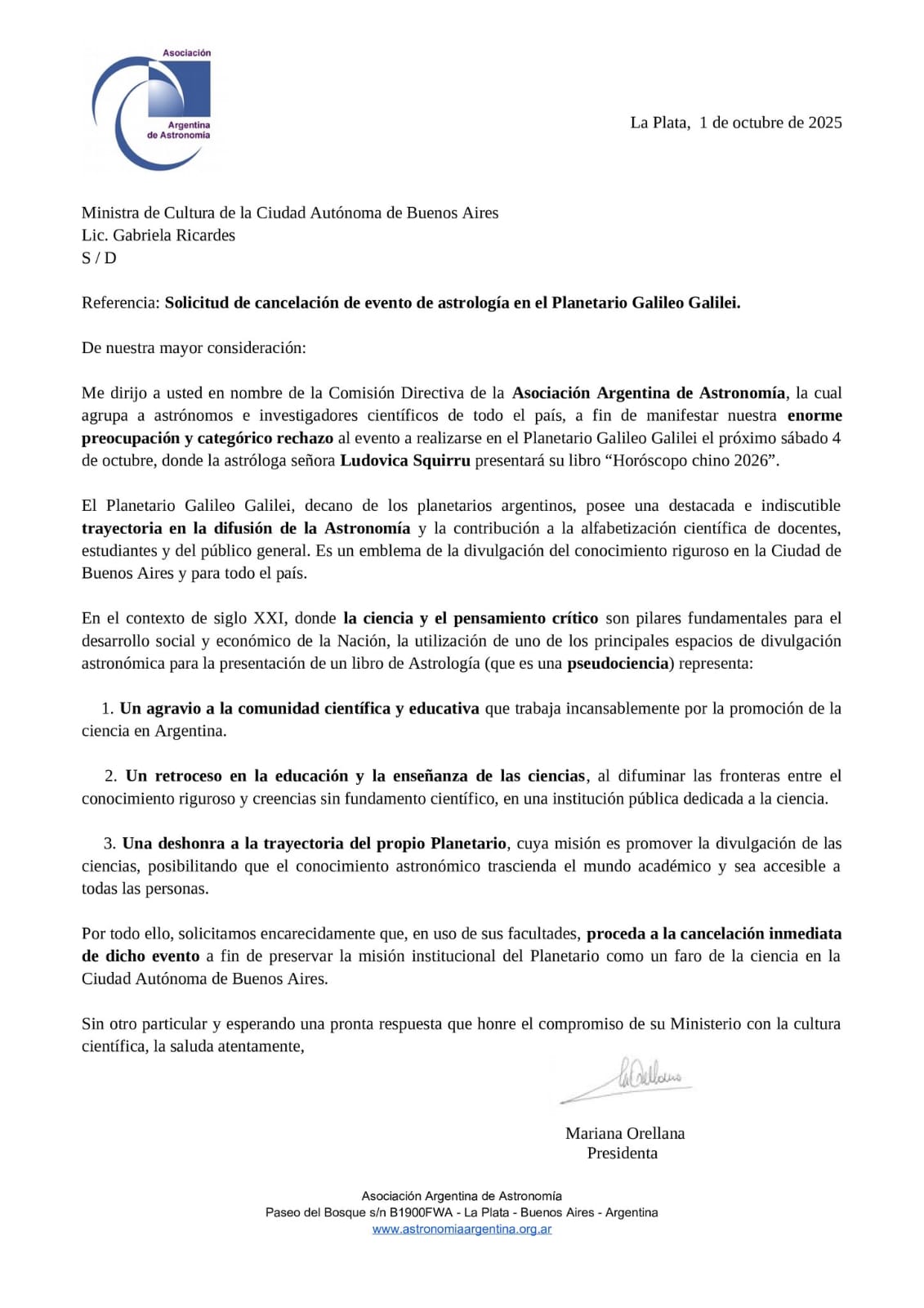 Cancelan presentación del libro de la astróloga Ludovica Squirru en el Planetario: &#8220;Agravio a la comunidad científica&#8221;