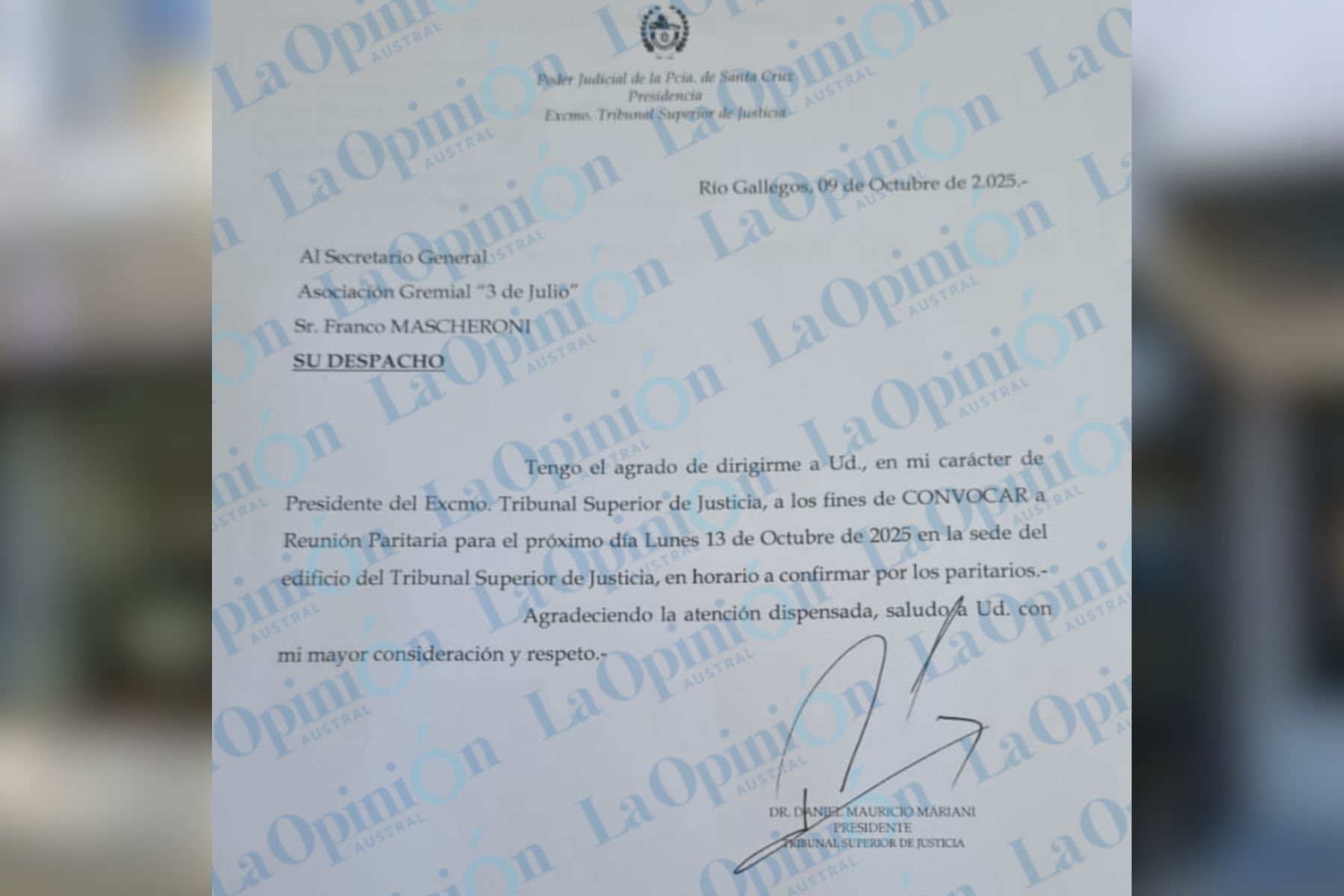  Tras conformar la nueva mayoría con la ampliación del TSJ, el Poder Judicial convocó a paritarias a los empleados judiciales.