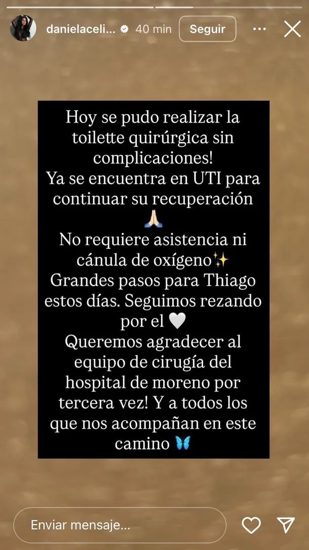 Daniela Celis reveló que realizaron una &#8220;toilette quirúrgica&#8221; a Thiago Medina: &#8220;Grandes pasos&#8221;