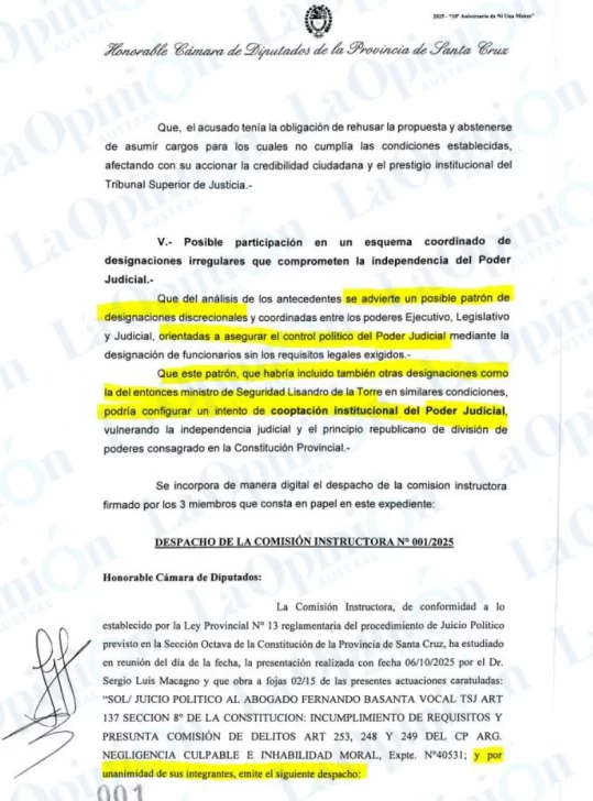 EXCLUSIVO. La Opinión Austral tuvo acceso a la Resolución de la Sala Acusadora. EXCLUSIVO. La Opinión Austral tuvo acceso a la Resolución de la Sala Acusadora.