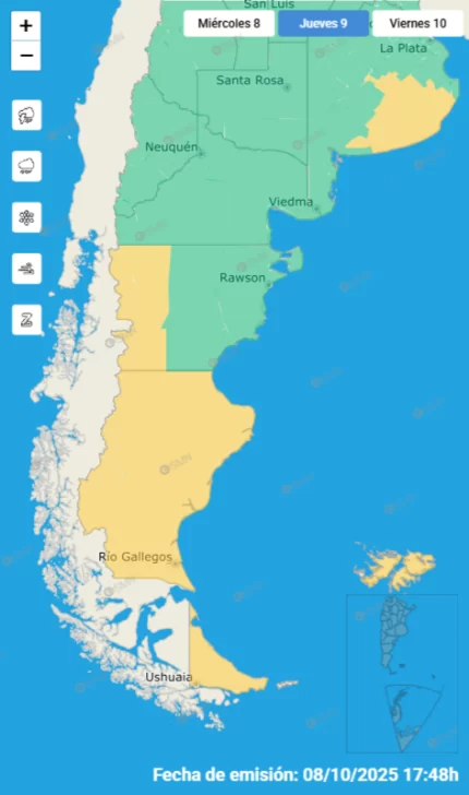 Clima en Río Gallegos: pronóstico del tiempo para este jueves 9 de octubre de 2025