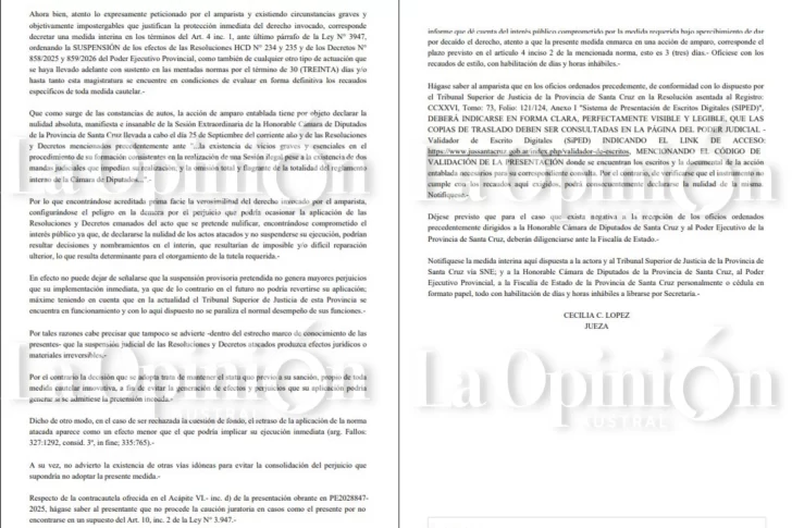  La medida cautelar frena los nombramientos de Acevedo y González Nora.