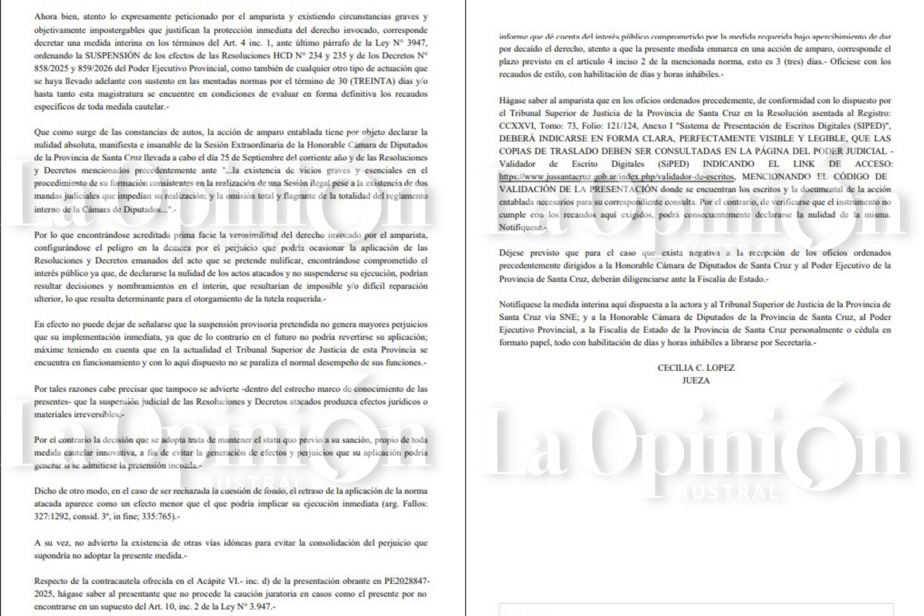  La medida cautelar frena los nombramientos de Acevedo y González Nora.