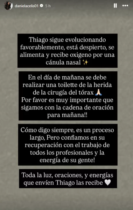 Daniela Celis dio noticias alentadoras sobre la salud de Thiago Medina: &#8220;Está despierto&#8221;