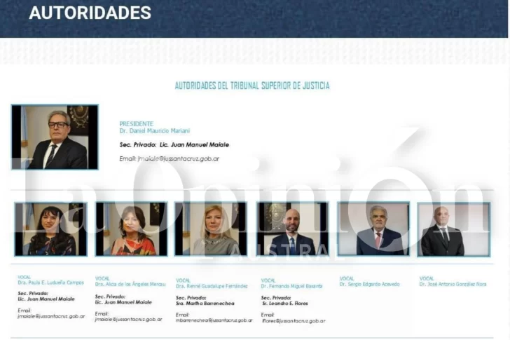  Mariani ordenó cargar las fotos de los nuevos vocales a la web oficial pero luego las borraron.