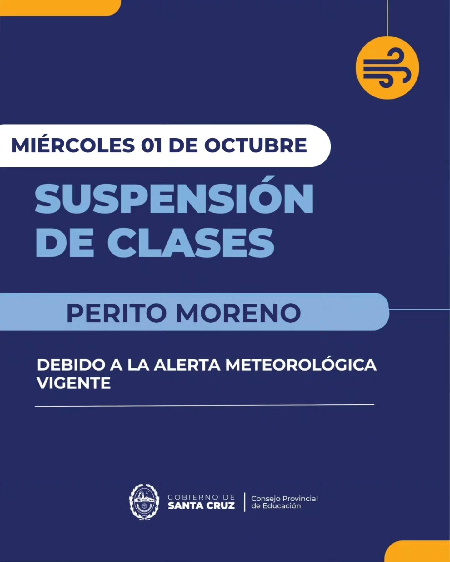 Alerta naranja por fuertes vientos: Educación suspendió las clases ante ráfagas de 120km/h
