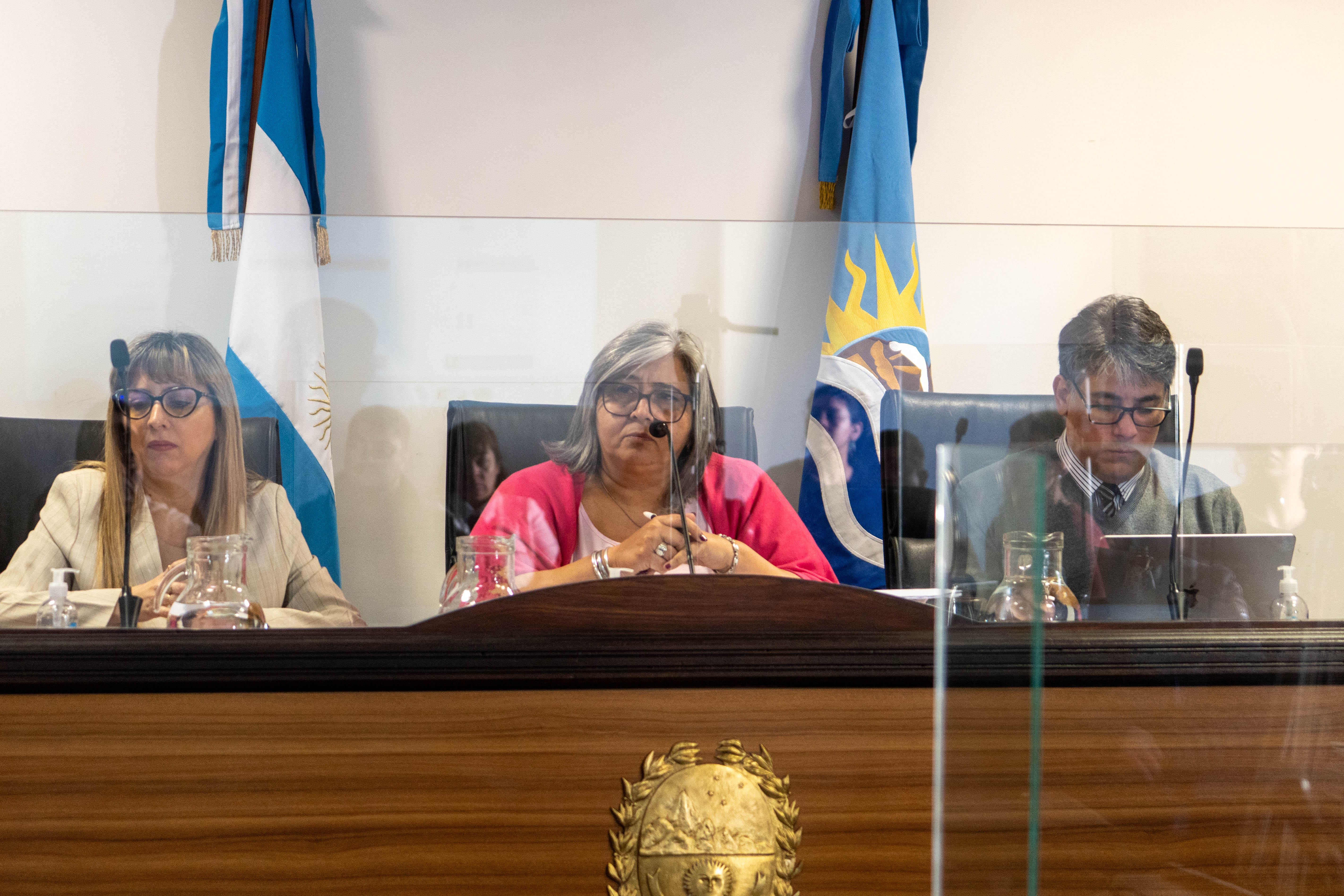  Yamila Borquez, María Alejandra Vila y Jorge Yance, los jueces del caso. FOTO: LEANDRO FRANCO/ LA OPINIÓN AUSTRAL