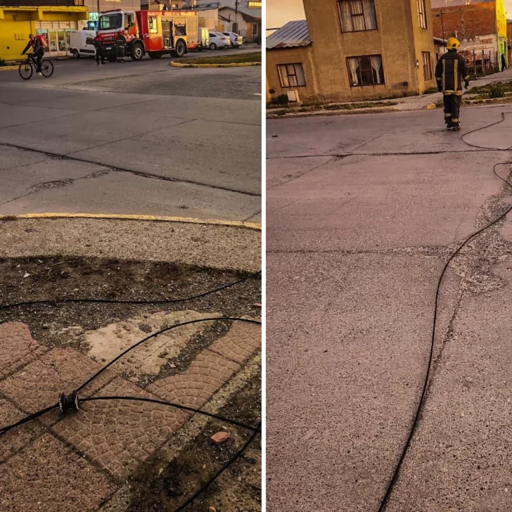 Un cable energizado activó un rápido despliegue en Río Gallegos Un cable energizado activó un rápido despliegue en Río Gallegos