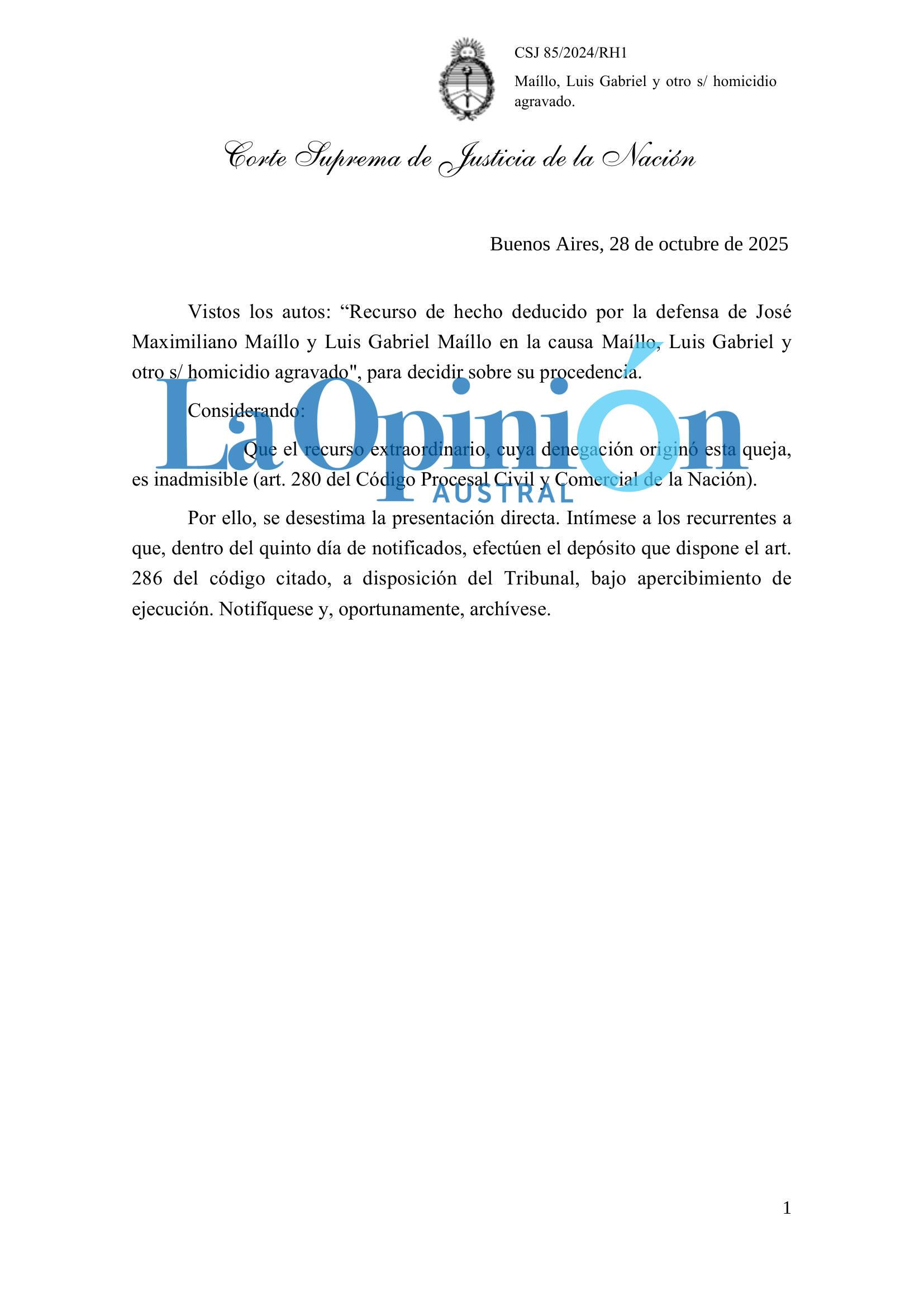 Caso Maillo: “Se hizo justicia y esa justicia no se mueve más”, dijo la abogada Érica Schupbach