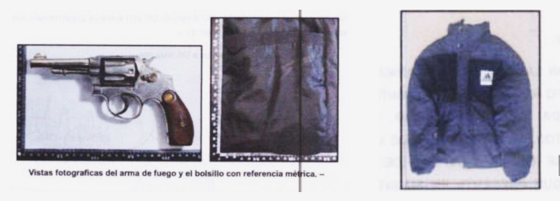  El arma y la campera que Cuevas llevaba puesta. FOTO: LA OPINIÓN AUSTRAL