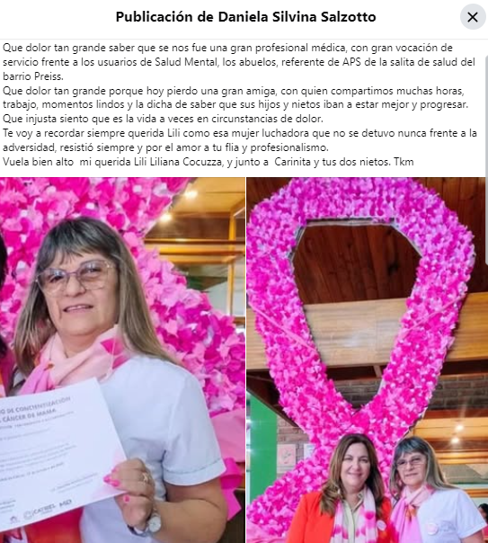 Catriel despide a la doctora Liliana Cocuzza, su hija y sus nietos tras la tragedia de la Ruta 22