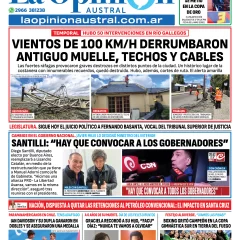 Tapa del Diario La Opinión Austral edición impresa del lunes 3 de noviembre de 2025, Río Gallegos, Santa Cruz, Argentina