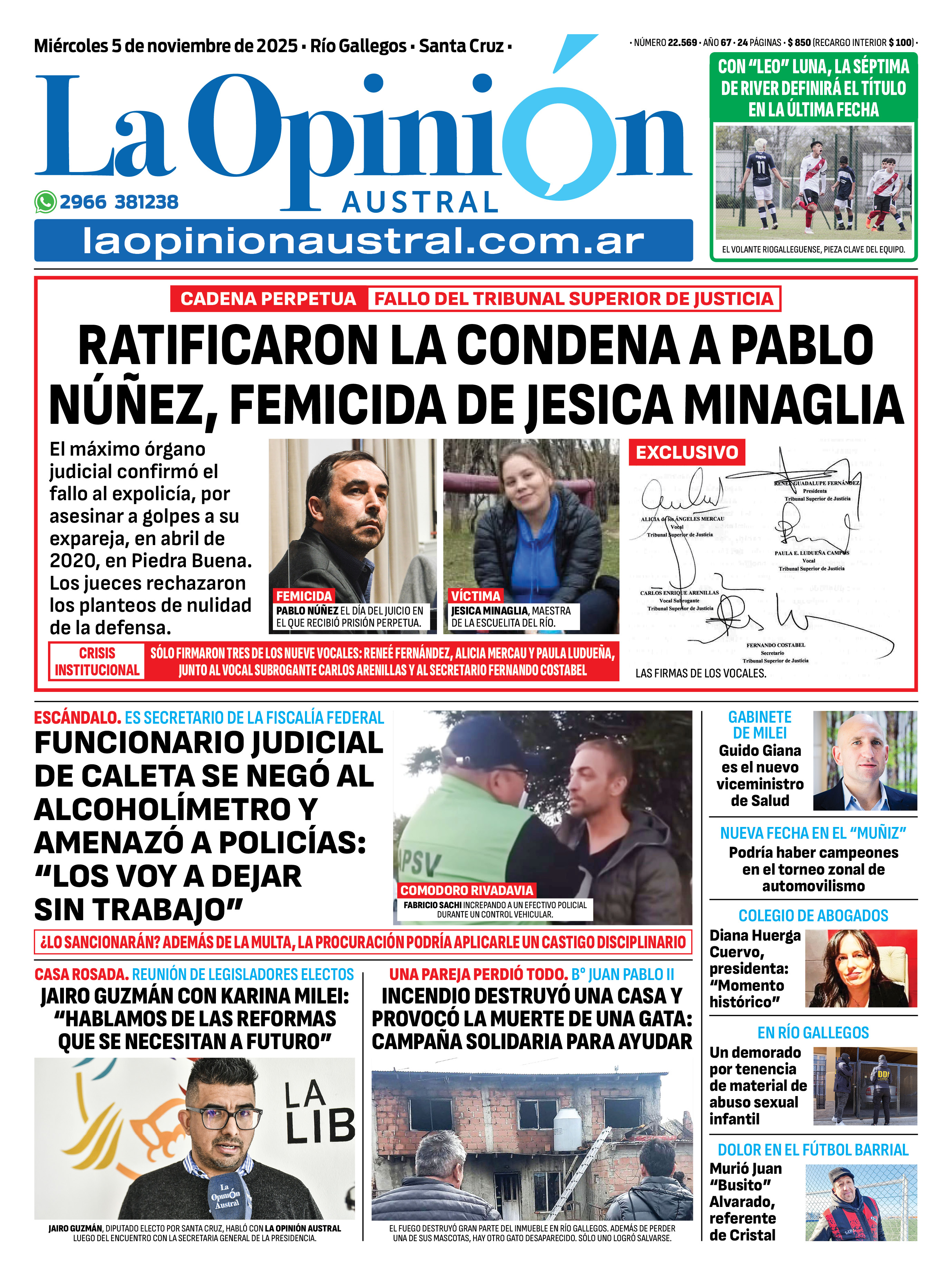 El Tribunal Superior de Justicia ratificó la condena al femicida Pablo Núñez por asesinar a Jesica Minaglia