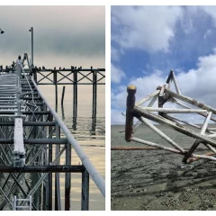 Fuertes vientos derrumbaron antiguo muelle en Río Gallegos