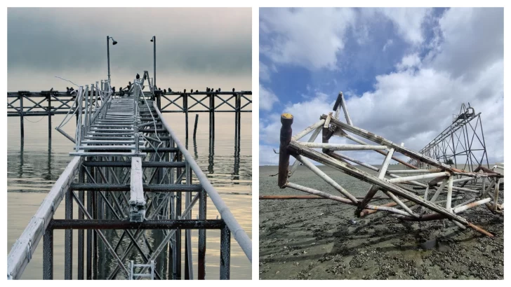 Fuertes vientos derrumbaron antiguo muelle en Río Gallegos