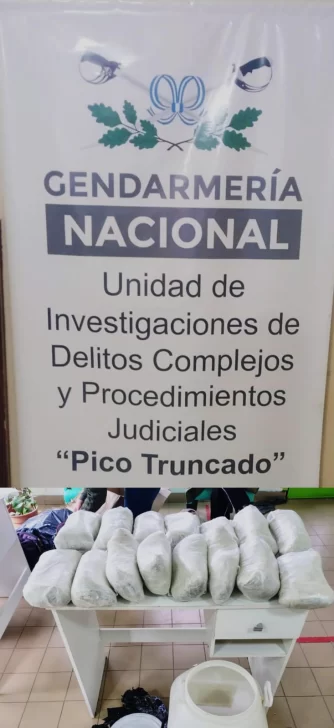  Los kilos que tenían como destino Las Heras. FOTO: GENDARMERÍA NACIONAL