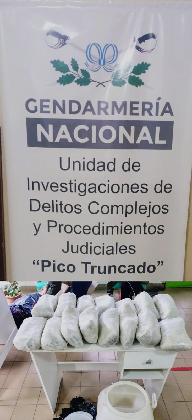  Los kilos que tenían como destino Las Heras. FOTO: GENDARMERÍA NACIONAL