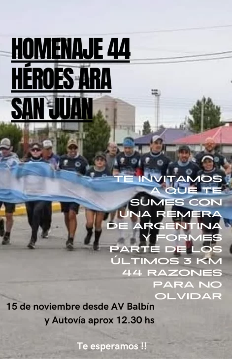 En conmemoración al ARA San Juan, realizarán ultramaratón desde El Calafate hasta Río Gallegos