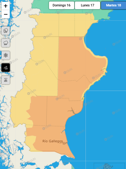 El viento no cederá: emiten alerta naranja para este martes en Santa Cruz