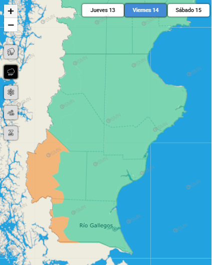 Fuertes vientos y lluvias en Santa Cruz para este viernes: habrá alerta naranja y amarilla