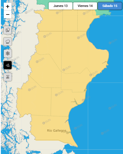 Fuertes vientos y lluvias en Santa Cruz para este viernes: habrá alerta naranja y amarilla