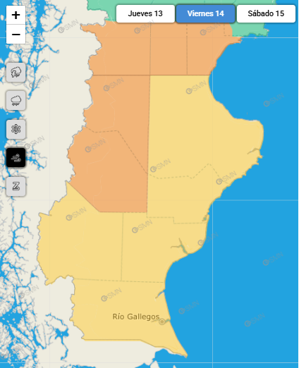 Fuertes vientos y lluvias en Santa Cruz para este viernes: habrá alerta naranja y amarilla