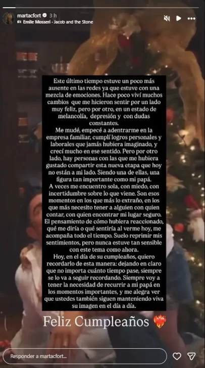 El emotivo mensaje de Marta Fort en el cumpleaños 57 de su papá: &#8220;Nunca estuve tan sensible&#8221;