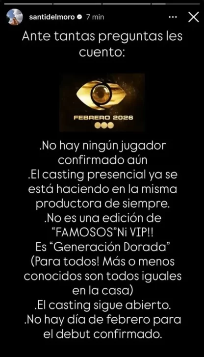 Santiago del Moro reveló cómo será Gran Hermano Generación Dorada: &#8220;El casting&#8230;&#8221;